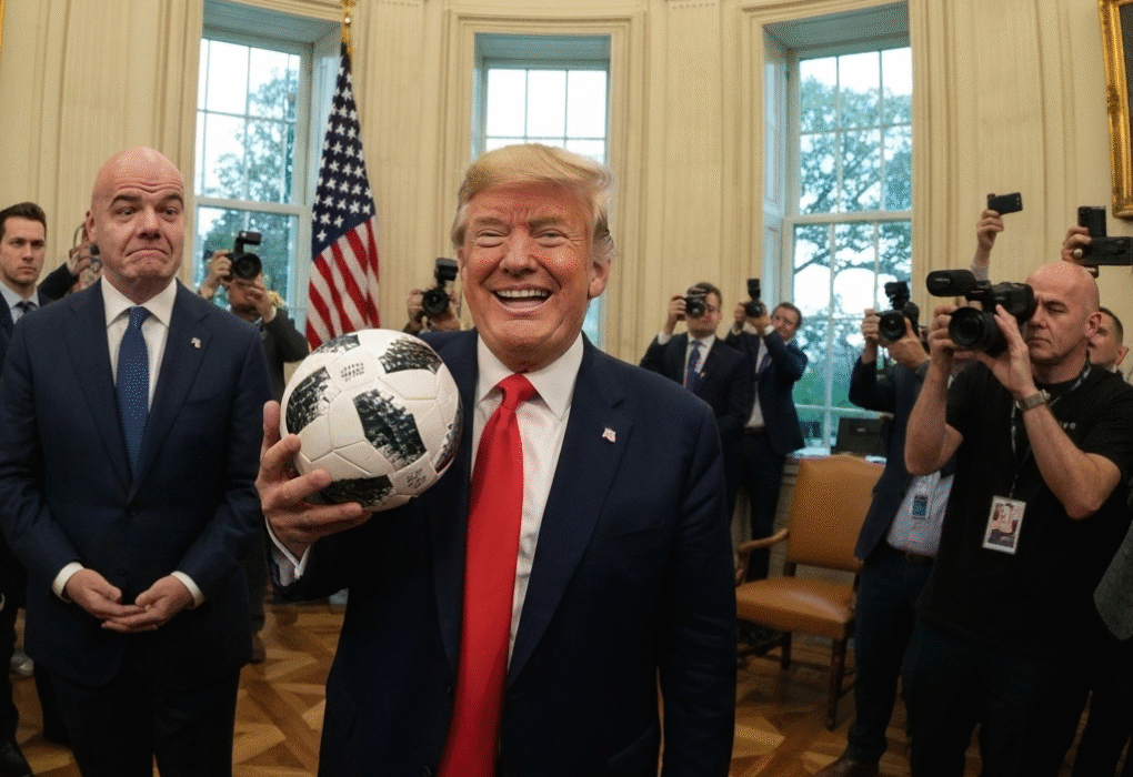 “I Know More About Football Than Anyone, Probably The Best That Ever Was”: President Trump Vows to Personally Fix World Cup “Chaos” Donald Trump and Infantino in the oval office