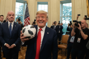 “I Know More About Football Than Anyone, Probably The Best That Ever Was”: President Trump Vows to Personally Fix World Cup “Chaos” Donald Trump and Infantino in the oval office